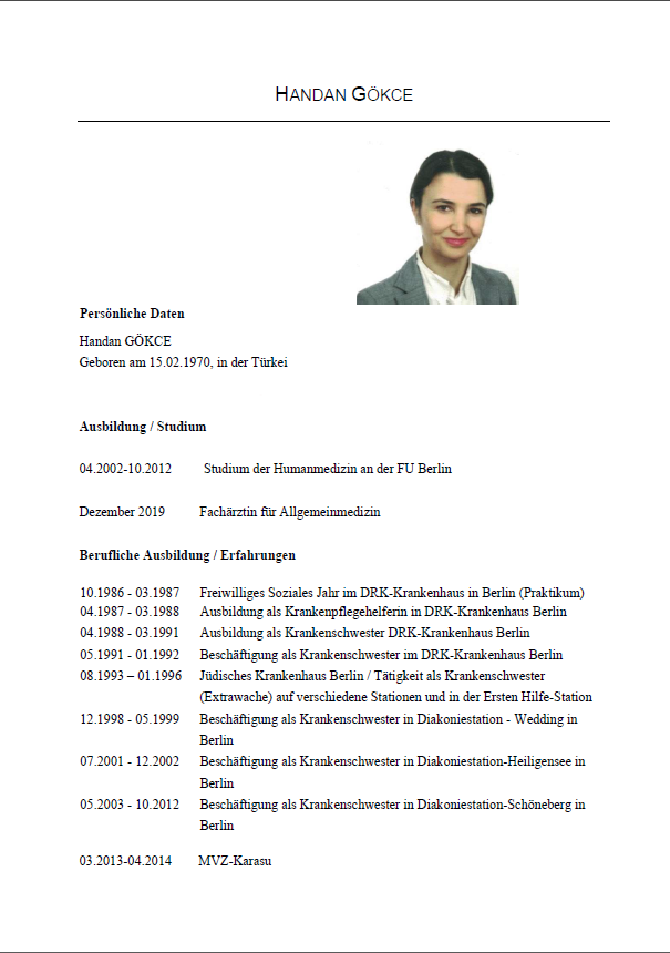 Lebenslauf Dr. Handan Gökce